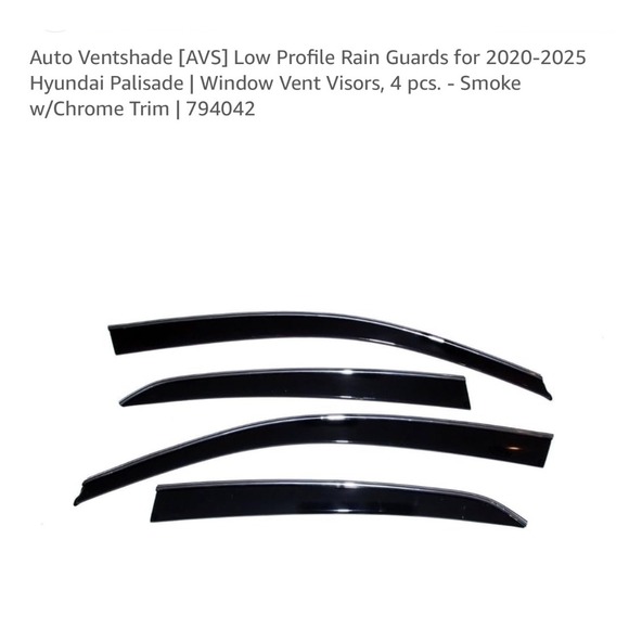 Auto Ventshade AVS Hyundai Palisade 2020-2025 Low Profile Rain Guards Chrome - Picture 1 of 6